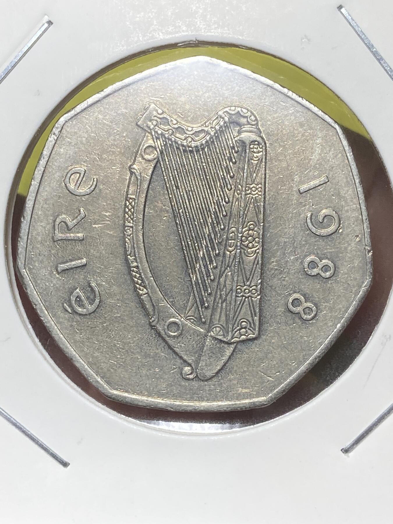 2026年第三十二场(总第二百零一场）外国精品纸夹币场(免佣金) 爱尔兰🇮🇪1988年50便士(都柏林建立一千年纪念币)