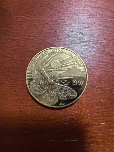 长老汇马年精选第四场拍卖 - 1997根西野生动物保护基金2元镀金铜镍币