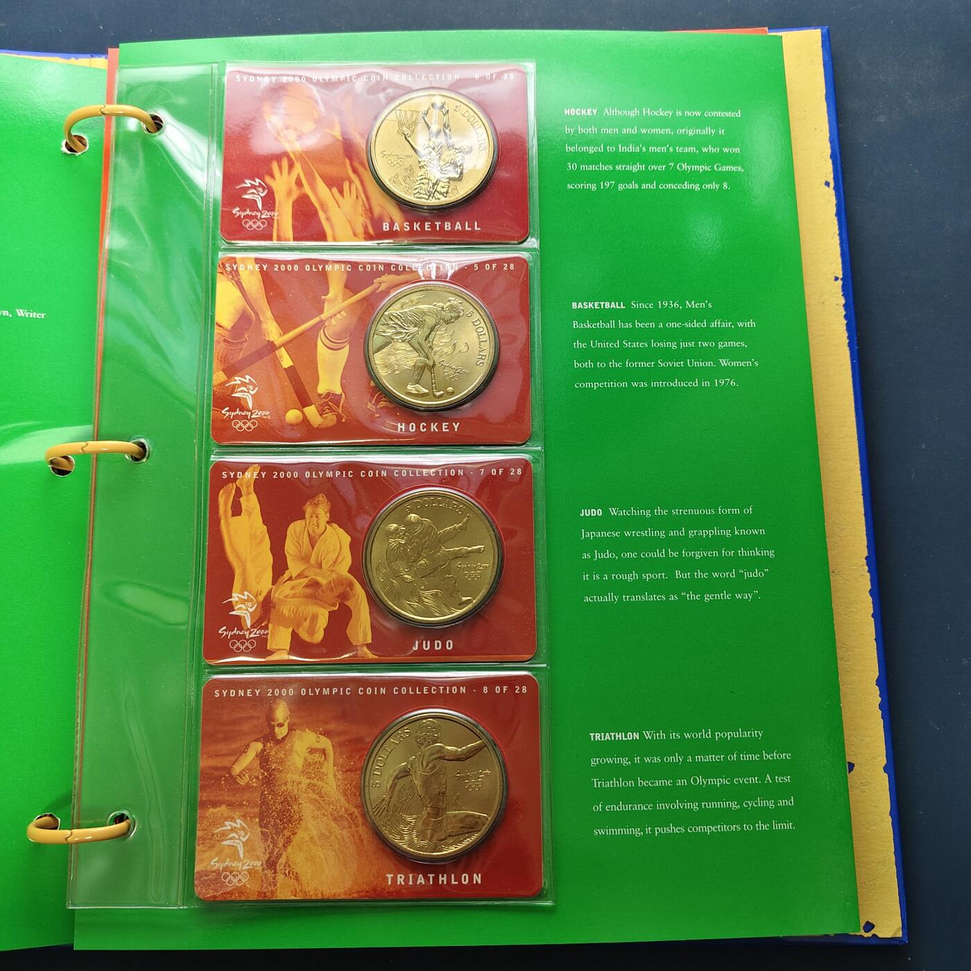 【全场包邮】纯粹捡漏拍507场-持续更新中 澳大利亚2000年5元悉尼奥运会官方卡装纪念币28枚全套活页收藏册-盒证全