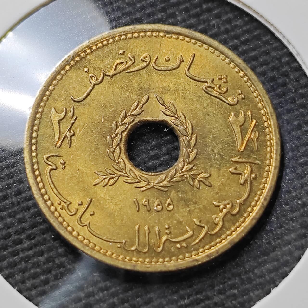 KK钱币收藏小铺  第396期  2月预留时间 周末发货  1955黎巴嫩2.5皮铜币 好品