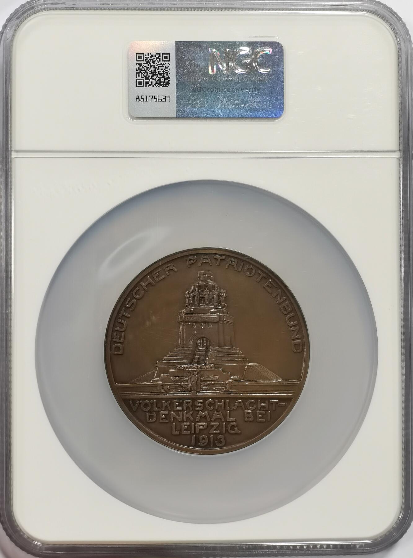 博洋堂世界钱币拍卖第162期（全场包邮） NGC MS64BN 冠军分！德国1913年莱比锡战役胜利百年建功碑60mm纪念大铜章 麦稀奇同分成交价1438