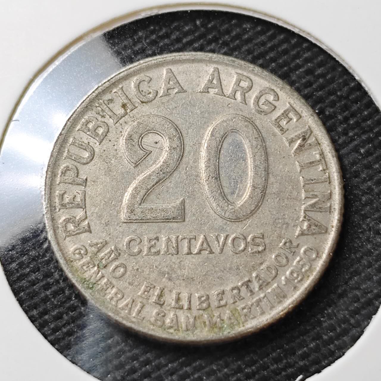 KK钱币收藏小铺  第396期  2月预留时间 周末发货  阿根廷20分纪念币