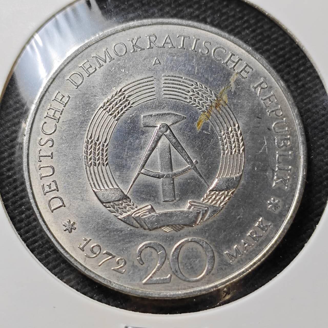 KK钱币收藏小铺  第396期  2月预留时间 周末发货  1972东德20马克纪念币