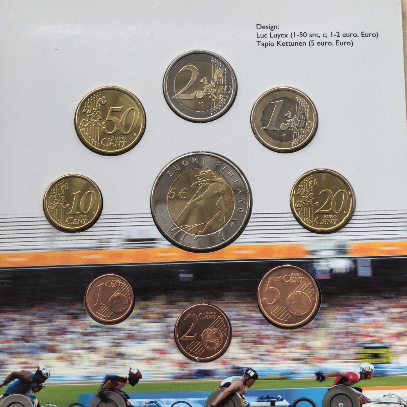 道一币馆币章第一百六十八场 原包装 芬兰2005年第10届赫尔辛基世界杯田径赛纪念套装9枚  含5欧元纪念币
