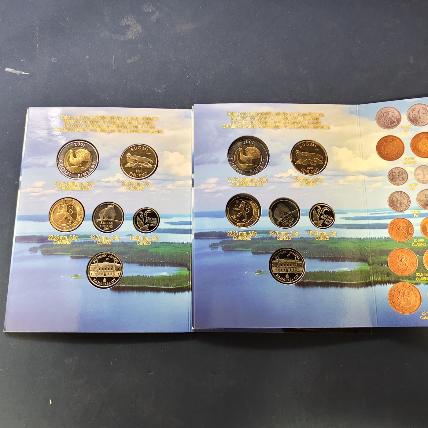 【全场包邮】纯粹捡漏拍506场-持续更新中 芬兰2001年马克铸币史系列马克创始人斯内尔曼纪念版官方套币（编号2001-2）2套