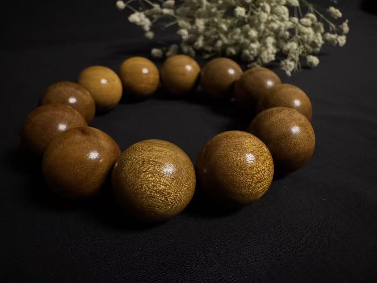 零元拍：金丝楠圆珠珠手串，20MM 金丝满满，满手留香