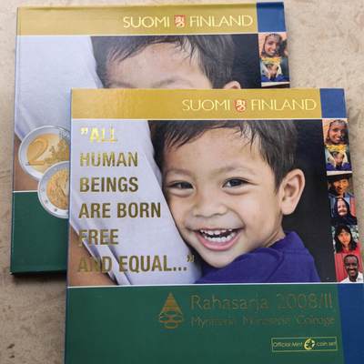 道一币馆币章第一百六十八场 - 原包装 芬兰2008年人权大会纪念版欧元套币9枚 含2欧元纪念币