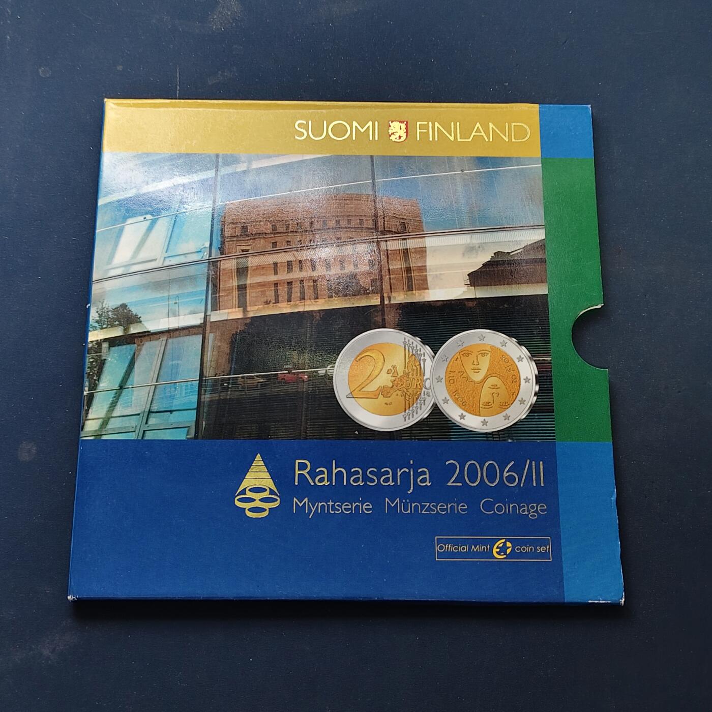 【全场包邮】纯粹捡漏拍506场-持续更新中 芬兰2006年全民选举权主题官方套币-含2欧元全民选举权100周年双色纪念币（编号2006-2）