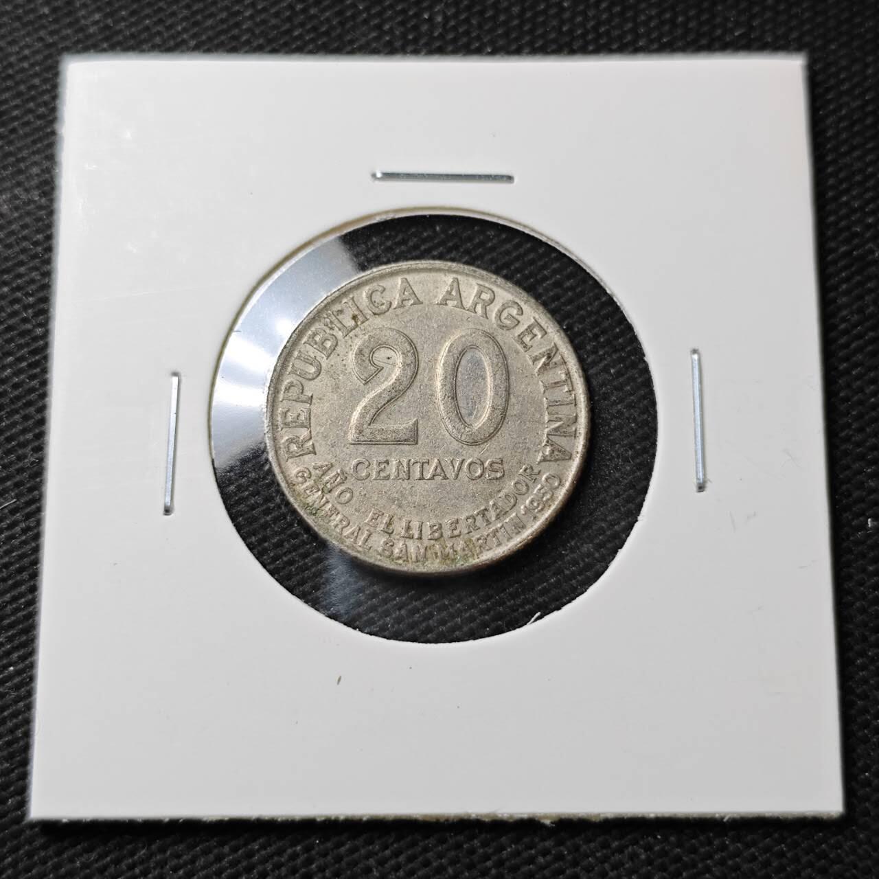 KK钱币收藏小铺  第396期  2月预留时间 周末发货  阿根廷20分纪念币