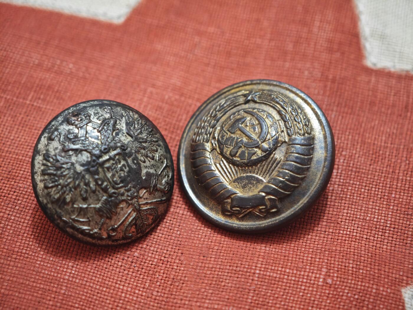 橙子收藏第四期 跨越时代的俄罗斯制服纽扣（帝国双头鹰+苏联国徽）