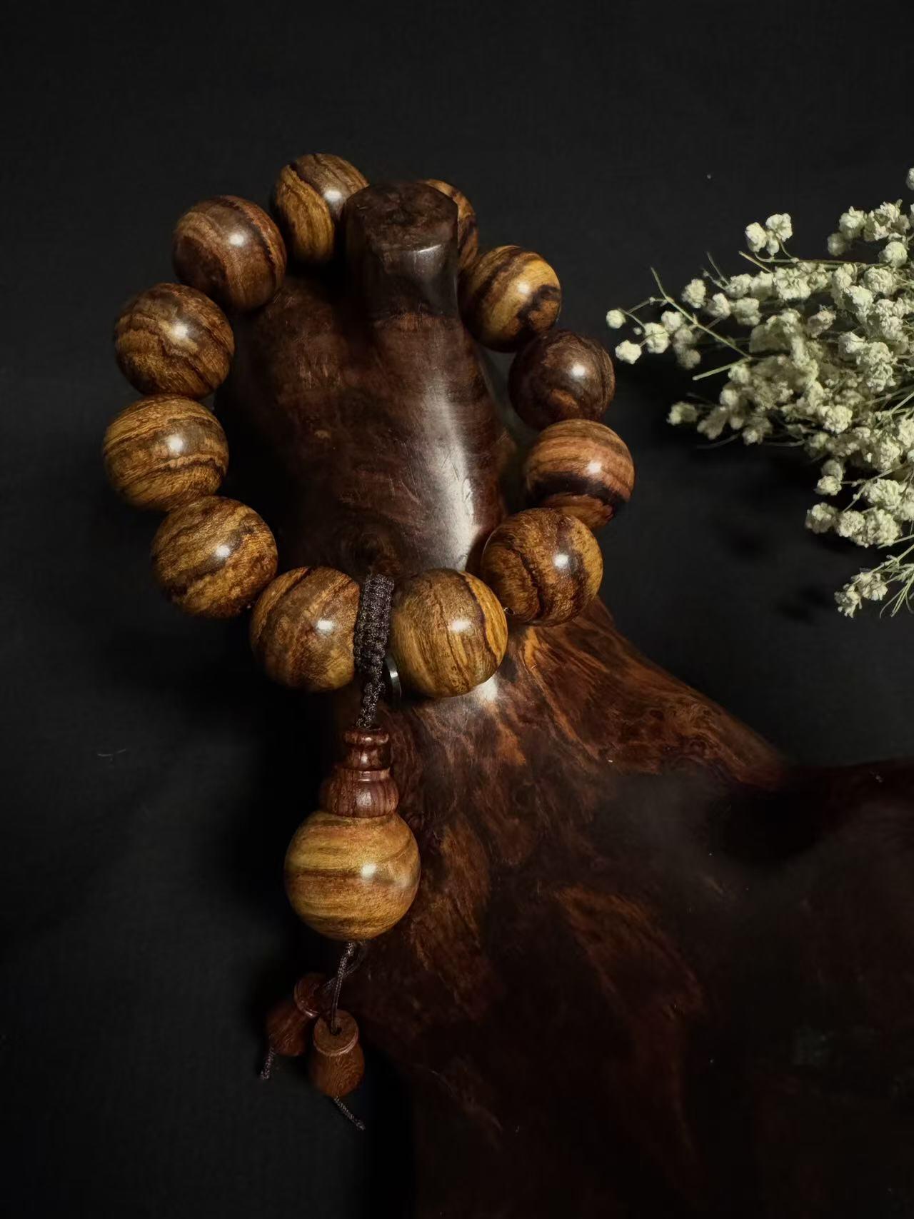 零元拍：虎皮纹海南黄花梨手串2.0