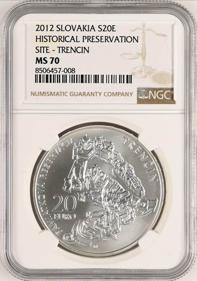 S&S Numismatic世界钱币-拍卖 第121期  - 斯洛伐克2012年 特伦钦镇保护区 20欧元纪念银币 33.63克925银  NGC MS70