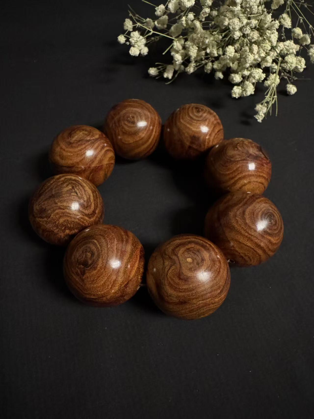 零元拍：海南黄花梨满花鬼眼荧光3.4豪华大手持，手串