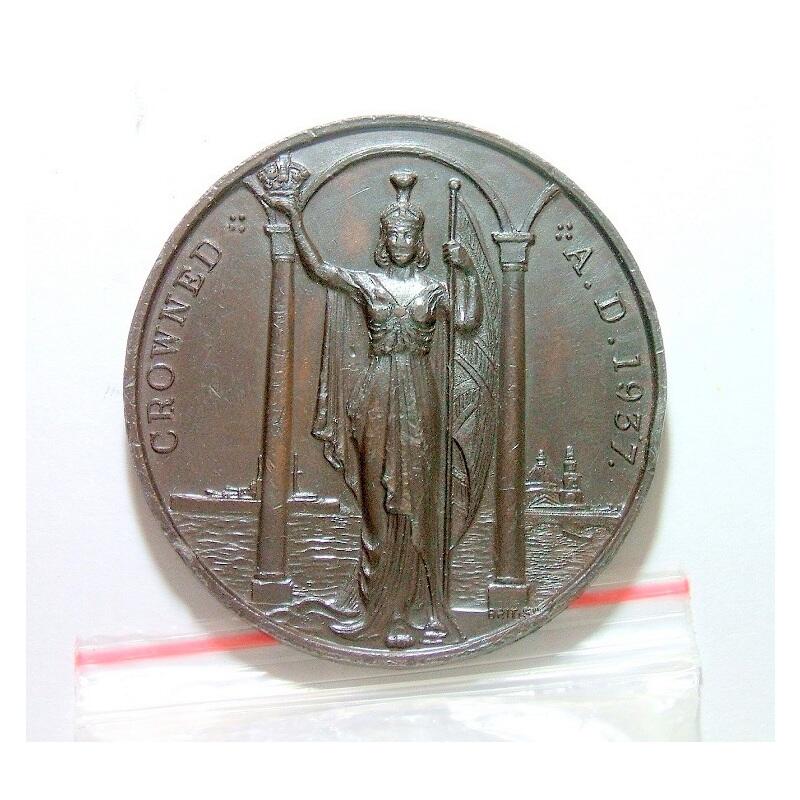 【旋风钱币】2月28日19:00准时开拍 精美欧洲币章、银币银章、第三帝国钱币等 全场包邮！ 英国1937年 爱德华八世+海神高浮雕精制大铜章 45MM