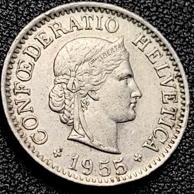 泉币菌-第200场- 新年快乐 新年第8场 本场拍品多 请提前出价（正月十五统一发货） - 高币值 百年延续 女神 瑞士1955年 10分銅镍硬币 