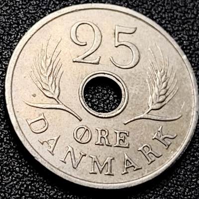泉币菌-第200场- 新年快乐 新年第8场 本场拍品多 请提前出价（正月十五统一发货） - 丹麦1969年25欧尔中孔镍币 玛格丽特二世花押 