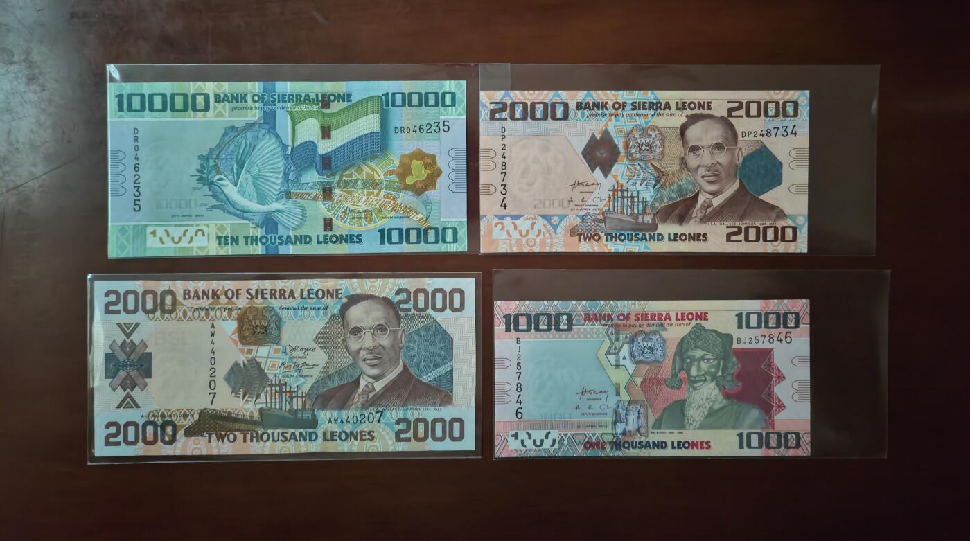 【礼羽收藏】🌏世界钱币拍卖126期 (一组4张)【UNC】非洲 塞拉利昂 1000.2000.2000.10000里昂 纸钞