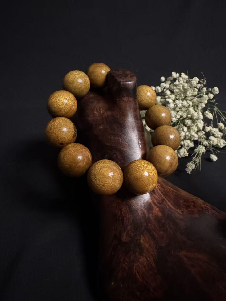 零元拍：金丝楠圆珠珠手串，20MM 金丝满满，满手留香