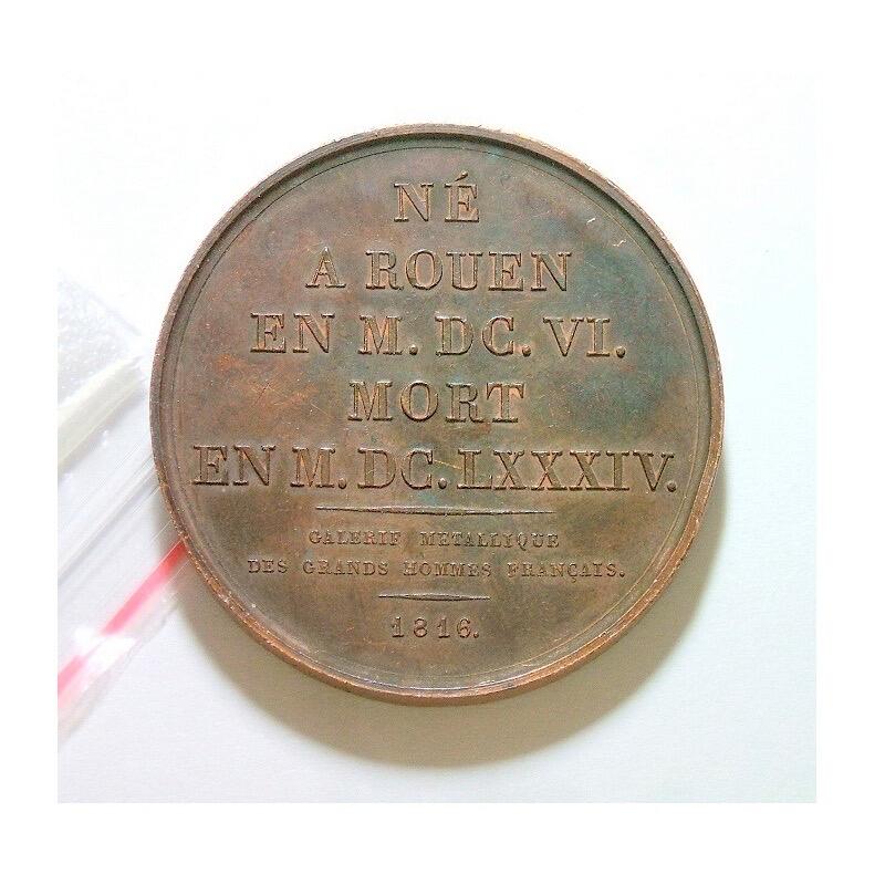 法国1816年 大文豪高乃依高浮雕精制大铜章 光边 40MM