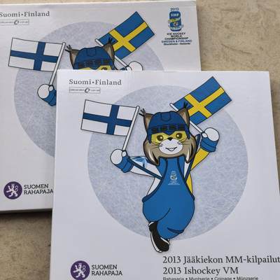 道一币馆币章第一百六十八场 - 原包装 芬兰2013年世界冰球锦标赛欧元套币九枚 含5欧元纪念币