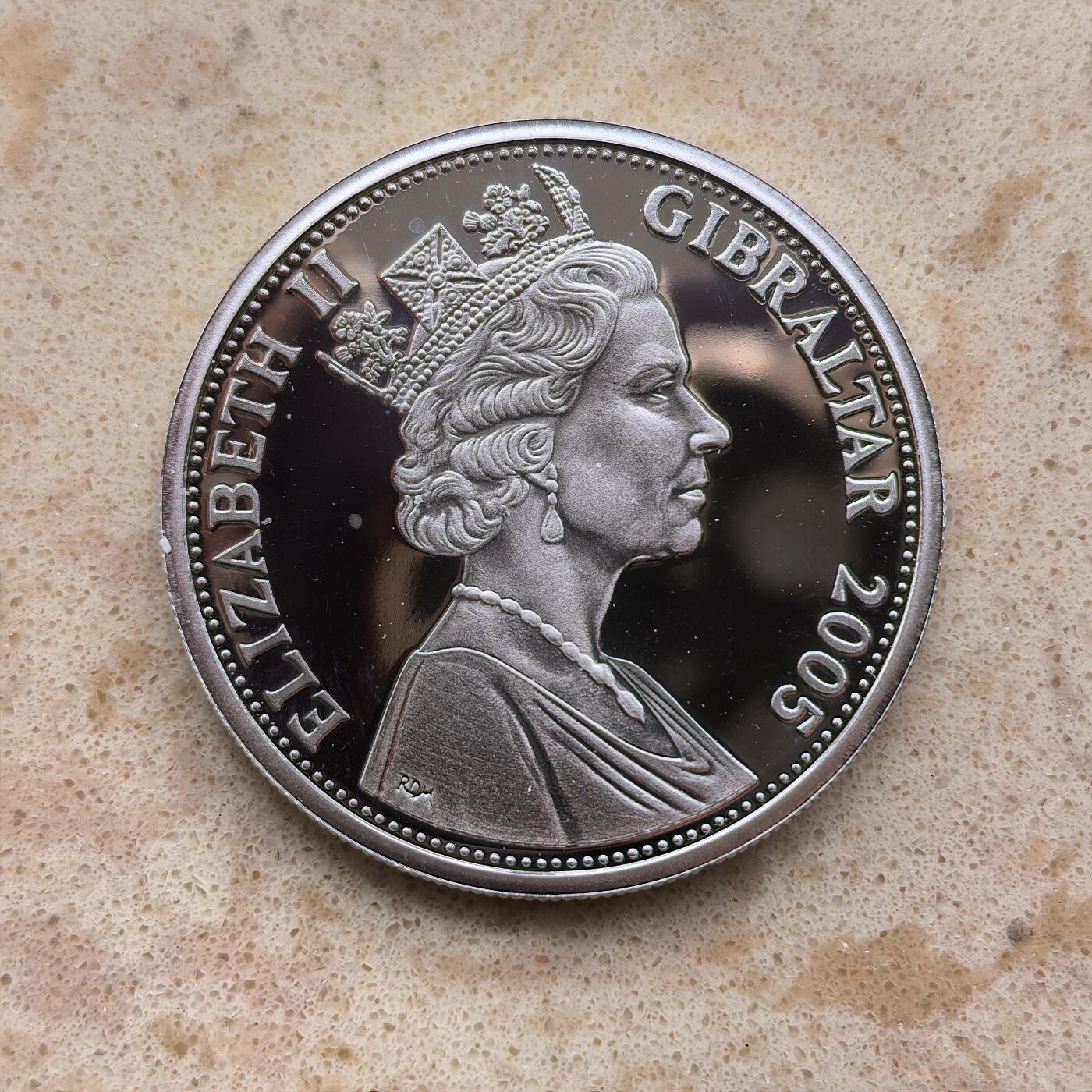 道一币馆币章第一百六十八场 直布罗陀2005年特拉法加战役200周年系列5镑精制银币 28.28g 925S 