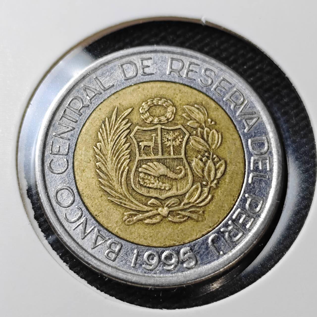 KK钱币收藏小铺  第396期  2月预留时间 周末发货 秘鲁5索尔双色币 