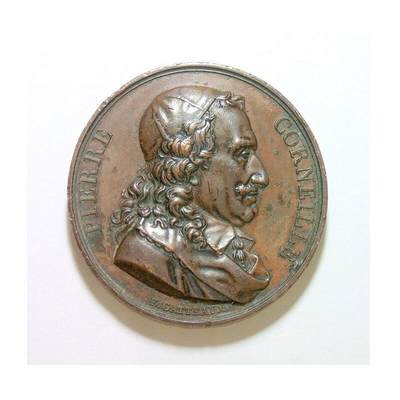 法国1816年 大文豪高乃依高浮雕精制大铜章 光边 40MM - 法国1816年 大文豪高乃依高浮雕精制大铜章 光边 40MM