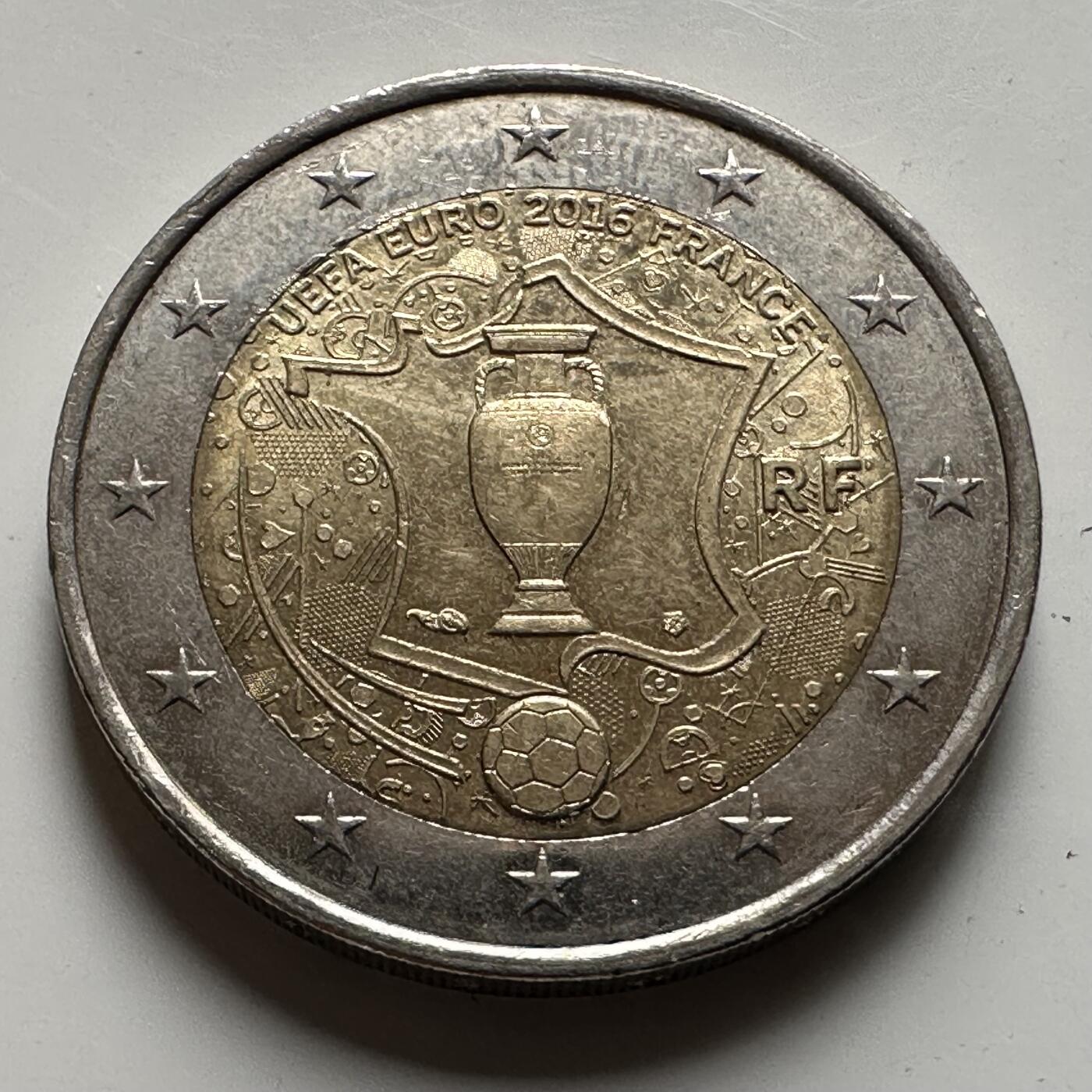 🌹外币初藏🌹🐯2026年第21场 正月十五正常发货 法国2016年世界杯2欧元纪念币