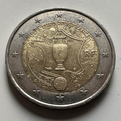 🌹外币初藏🌹🐯2026年第21场 正月十五正常发货 - 法国2016年世界杯2欧元纪念币