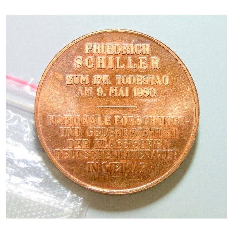 德国1980年 大文豪席勒高浮雕精制大铜章 42MM