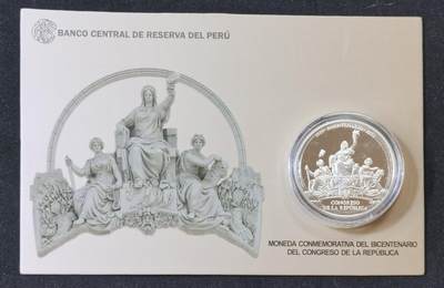 甄臻铺-世界币章拍卖（第52期），甄品场拍品征集中，送拍享返佣金等优惠多多 - 秘鲁共和国独立，议会，海军200周年PROOF银币，带造币厂原包装，精致漂亮。（3）