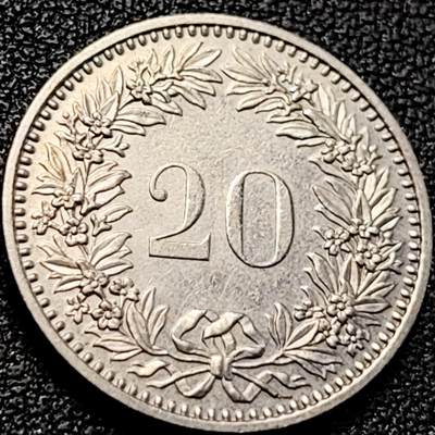 泉币菌-第200场- 新年快乐 新年第8场 本场拍品多 请提前出价（正月十五统一发货） - 高币值 1985 自由女神 瑞士20分镍铜币 21mm