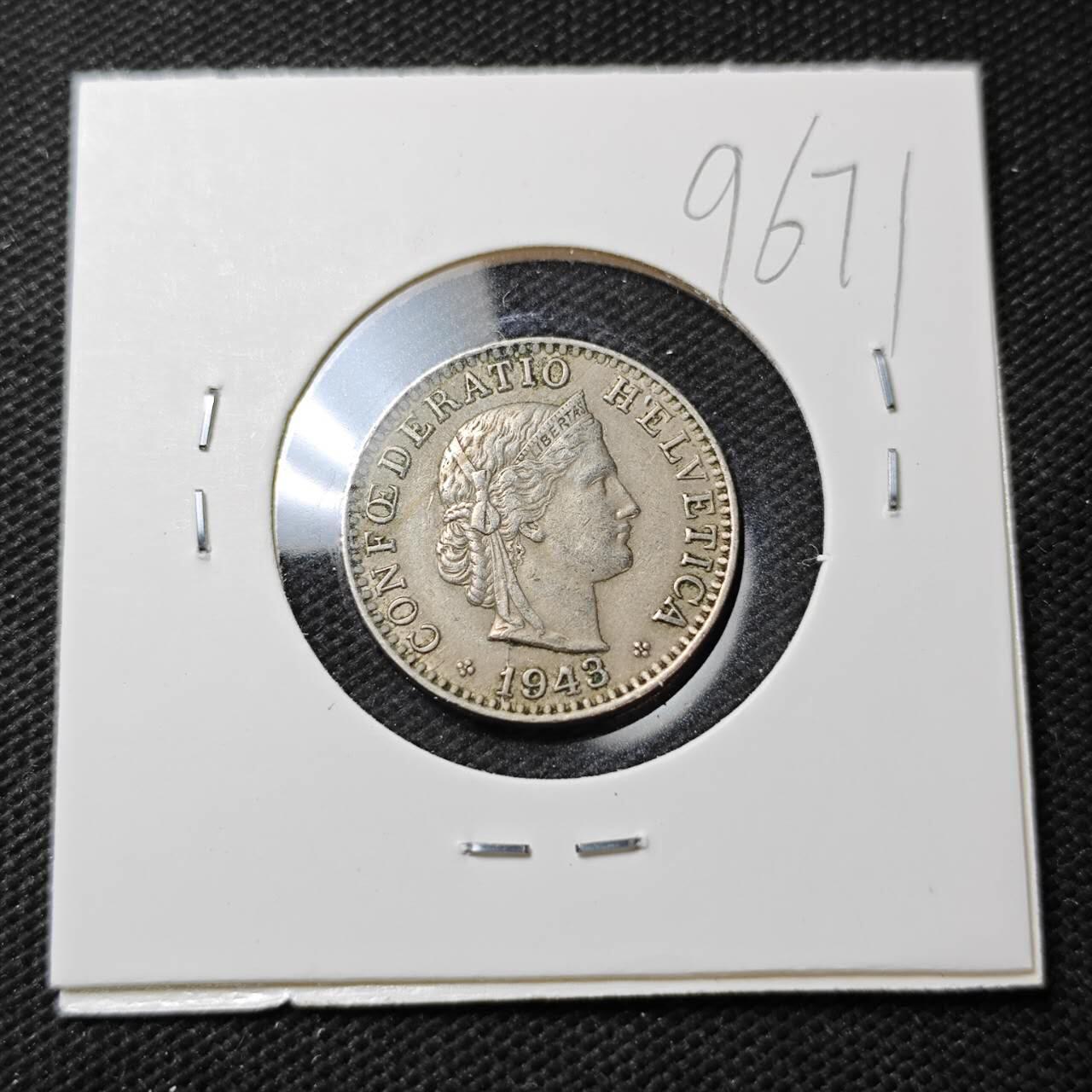 KK钱币收藏小铺  第396期  2月预留时间 周末发货 1943瑞士25分 