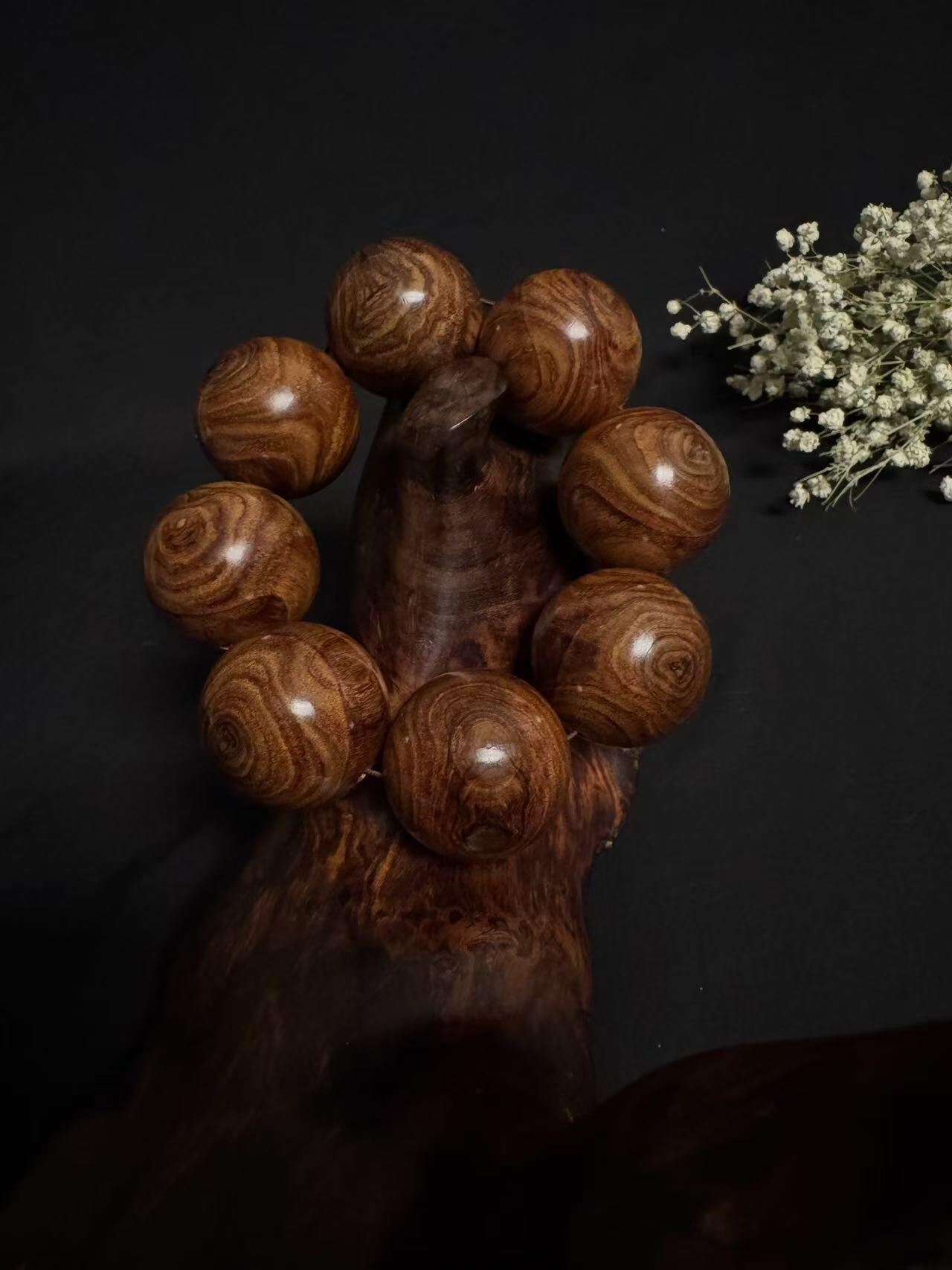 零元拍：海南黄花梨满花鬼眼荧光3.4豪华大手持，手串