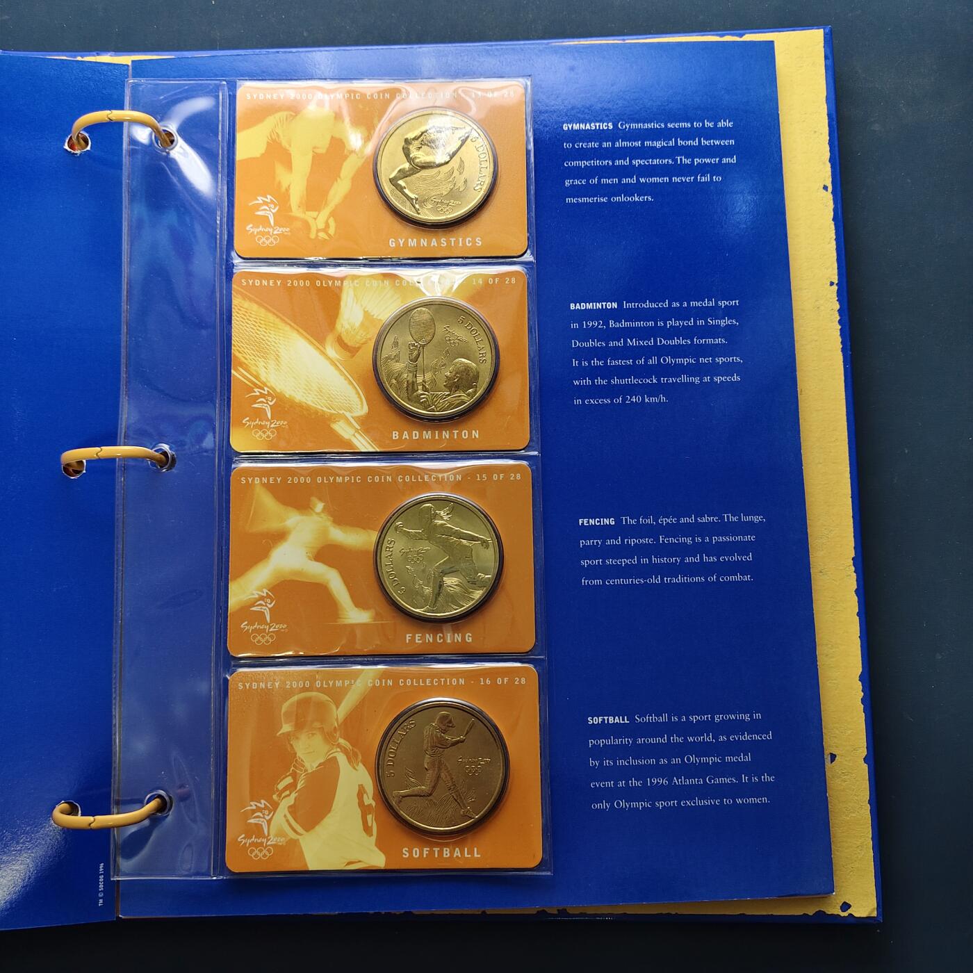 【全场包邮】纯粹捡漏拍507场-持续更新中 澳大利亚2000年5元悉尼奥运会官方卡装纪念币28枚全套活页收藏册-盒证全