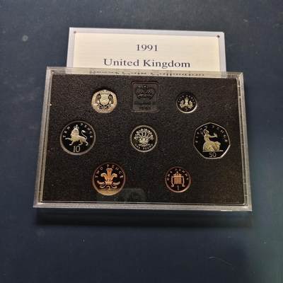 【全场包邮】纯粹捡漏拍507场-持续更新中 - 英国1991年官方盒装精制套币-带证书-含1镑四邦国花系列北爱尔兰亚麻