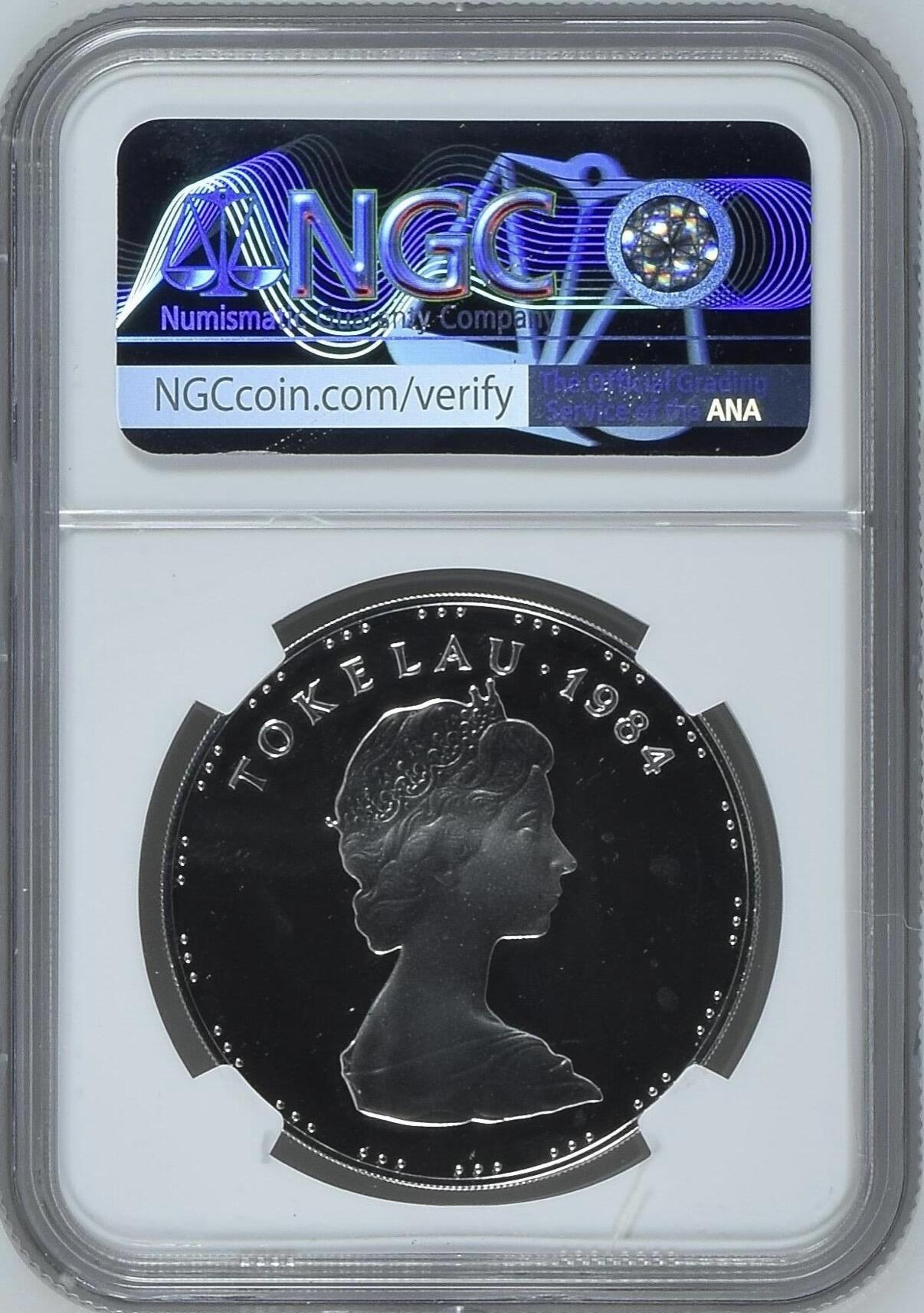 S&S Numismatic世界钱币-拍卖 第121期  托克劳1984年 帆船上的渔民 5元精制纪念银币 28.28克925银 NGC PF68UC