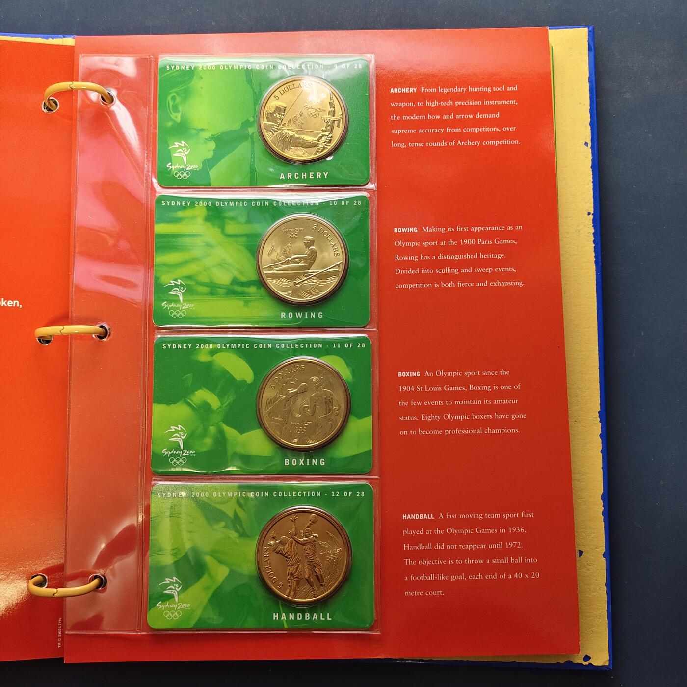 【全场包邮】纯粹捡漏拍507场-持续更新中 澳大利亚2000年5元悉尼奥运会官方卡装纪念币28枚全套活页收藏册-盒证全