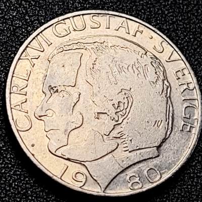 泉币菌-第200场- 新年快乐 新年第8场 本场拍品多 请提前出价（正月十五统一发货） - 瑞典1980年1克朗铜镍币，卡尔十六世 古斯塔夫，25mm