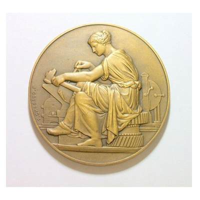 法国1930年 女神坐像高浮雕精制大铜章 50MM - 法国1930年 女神坐像高浮雕精制大铜章 50MM