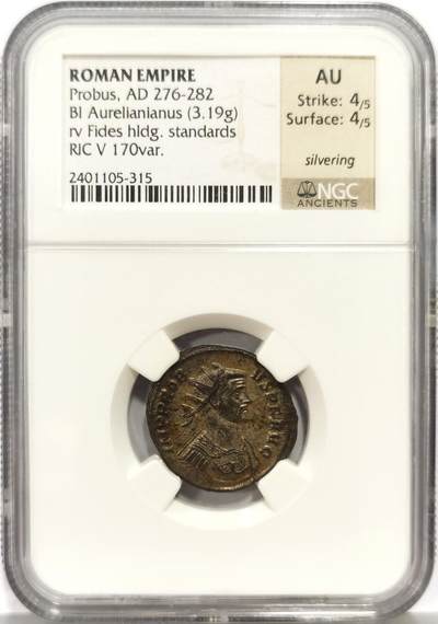 博洋堂世界钱币拍卖第162期（全场包邮） - NGC AU 古罗马帝国公元276-282年普罗布斯（Probus）皇帝在位时期银铜合金币