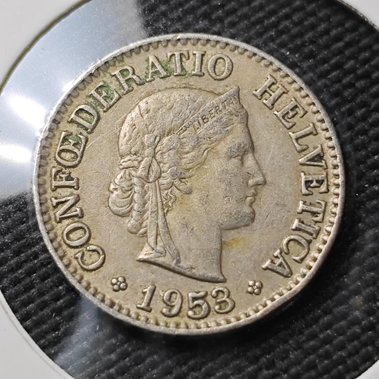 KK钱币收藏小铺  第396期  2月预留时间 周末发货  1953瑞士10分