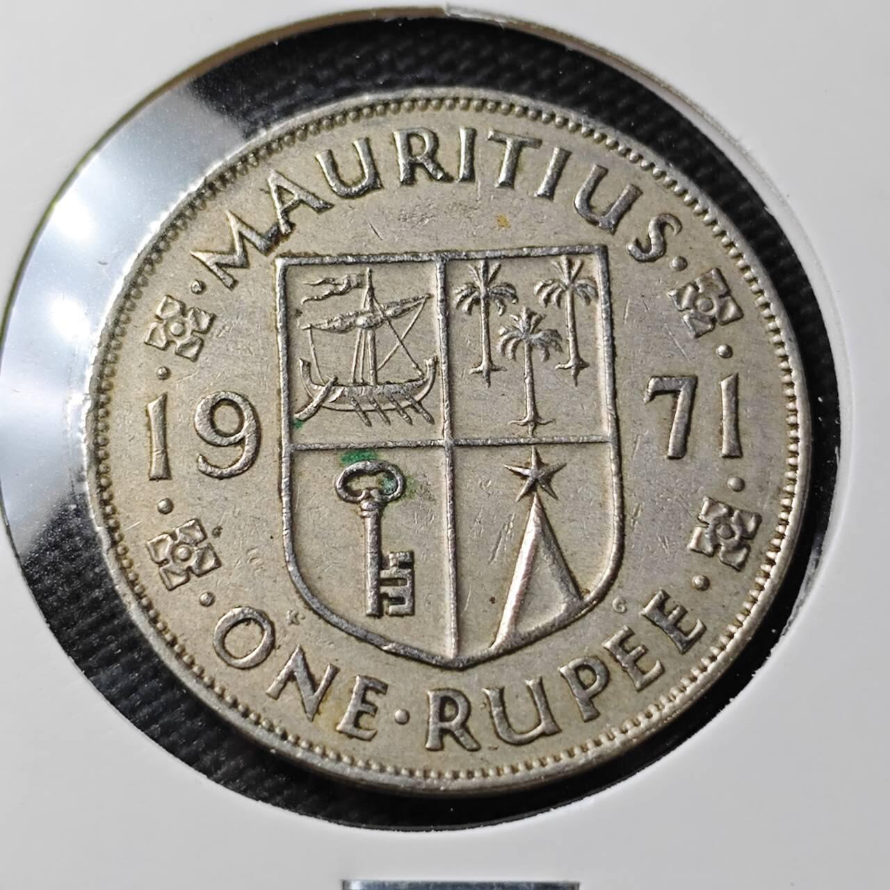 KK钱币收藏小铺  第396期  2月预留时间 周末发货  1971英属毛里求斯1卢比