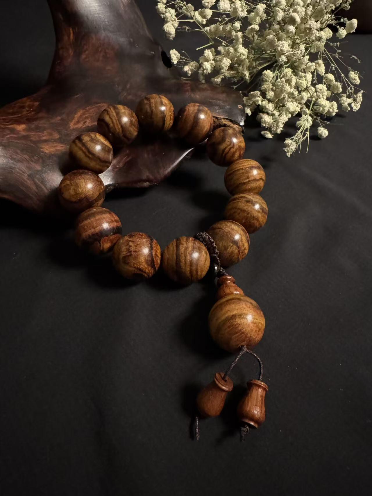 零元拍：虎皮纹海南黄花梨手串2.0