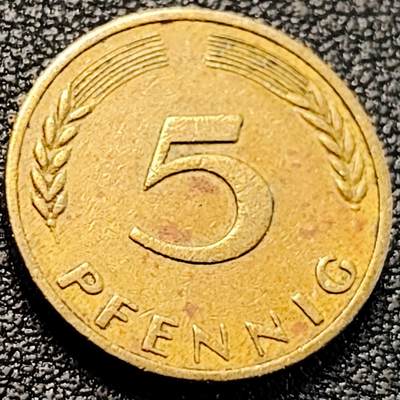 泉币菌-第200场- 新年快乐 新年第8场 本场拍品多 请提前出价（正月十五统一发货） - 早期币 德国1950年 5芬尼硬币