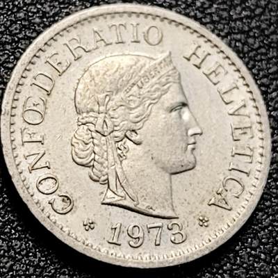 泉币菌-第200场- 新年快乐 新年第8场 本场拍品多 请提前出价（正月十五统一发货） - 高币值 百年延续 女神 瑞士1973年 10分銅镍硬币 