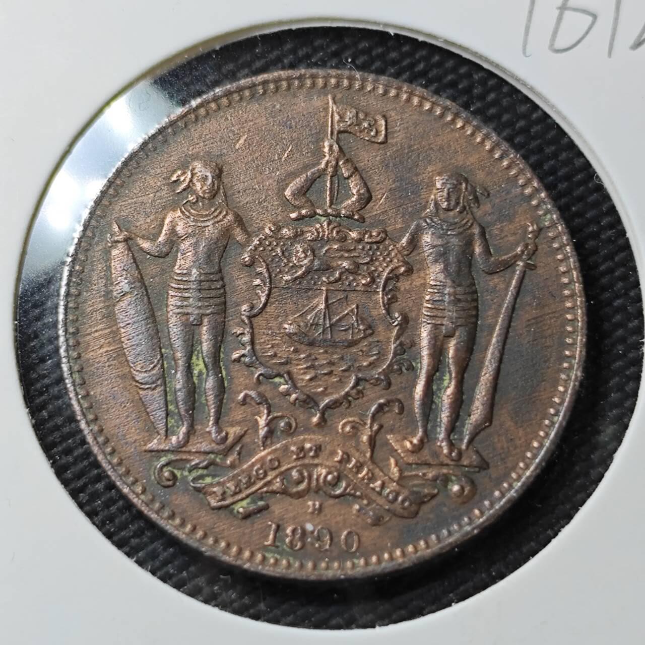 KK钱币收藏小铺  第396期  2月预留时间 周末发货  1890英属北婆罗洲洋元一分铜币