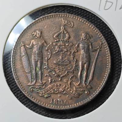 KK钱币收藏小铺  第396期  2月预留时间 周末发货 -  1890英属北婆罗洲洋元一分铜币