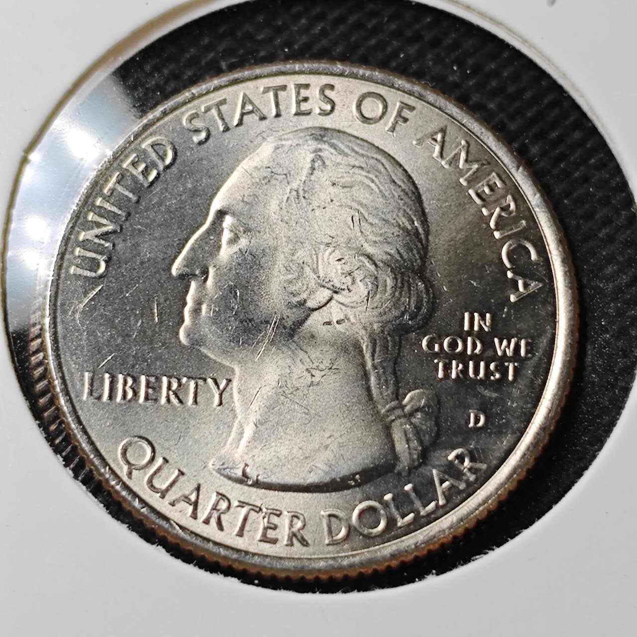 KK钱币收藏小铺  第396期  2月预留时间 周末发货  美国25分纪念币 好品