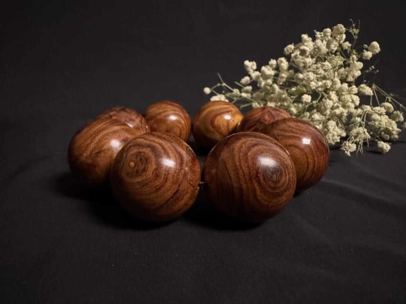 零元拍：海南黄花梨满花鬼眼荧光3.4豪华大手持，手串